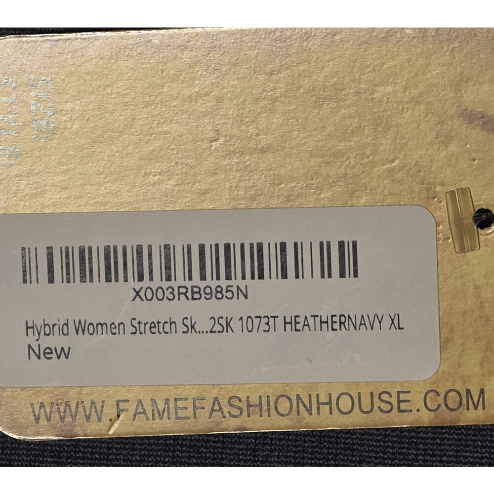 Hybrid & Company Womens Pull On Dress Pants XL Heather Navy Blue Stretch USA NWT - Picture 3 of 6